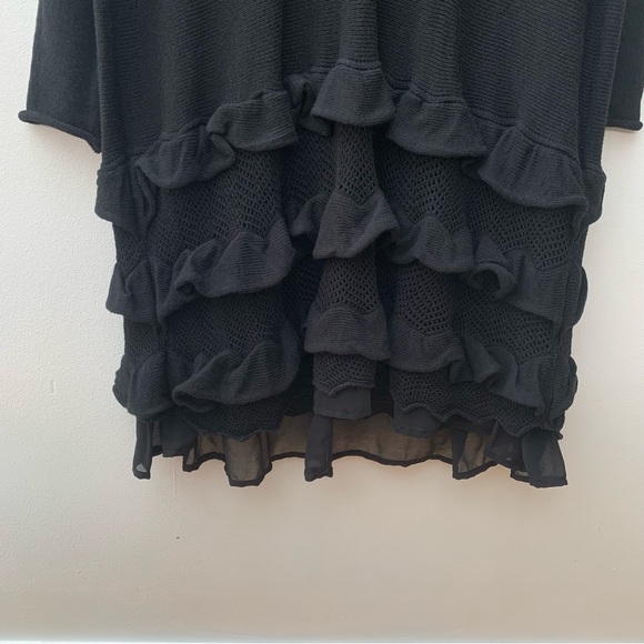 Twin-Set Simona Barbieri Size Small Dress Black Knit Wool Blend Ruffle Mini - Picture 5 of 14